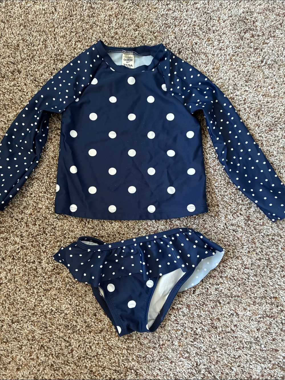 OshKosh B'gosh Navy and White Polka Dot Long-Sleeve Rashguard Set